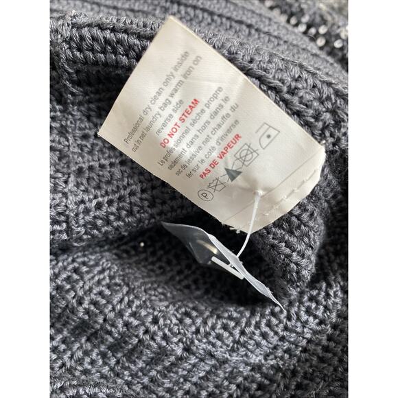 IISLI Tiffany Fuller Jacket Sequin Gray Metallic Two Button 3/4 Sleeve Knit 8 - Picture 3 of 10